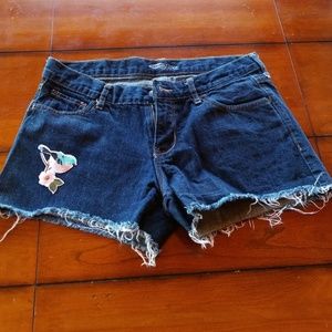 Embellished distressed shorts